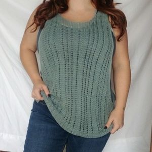NWT Free People Large Sage Green Crochet Tank Top